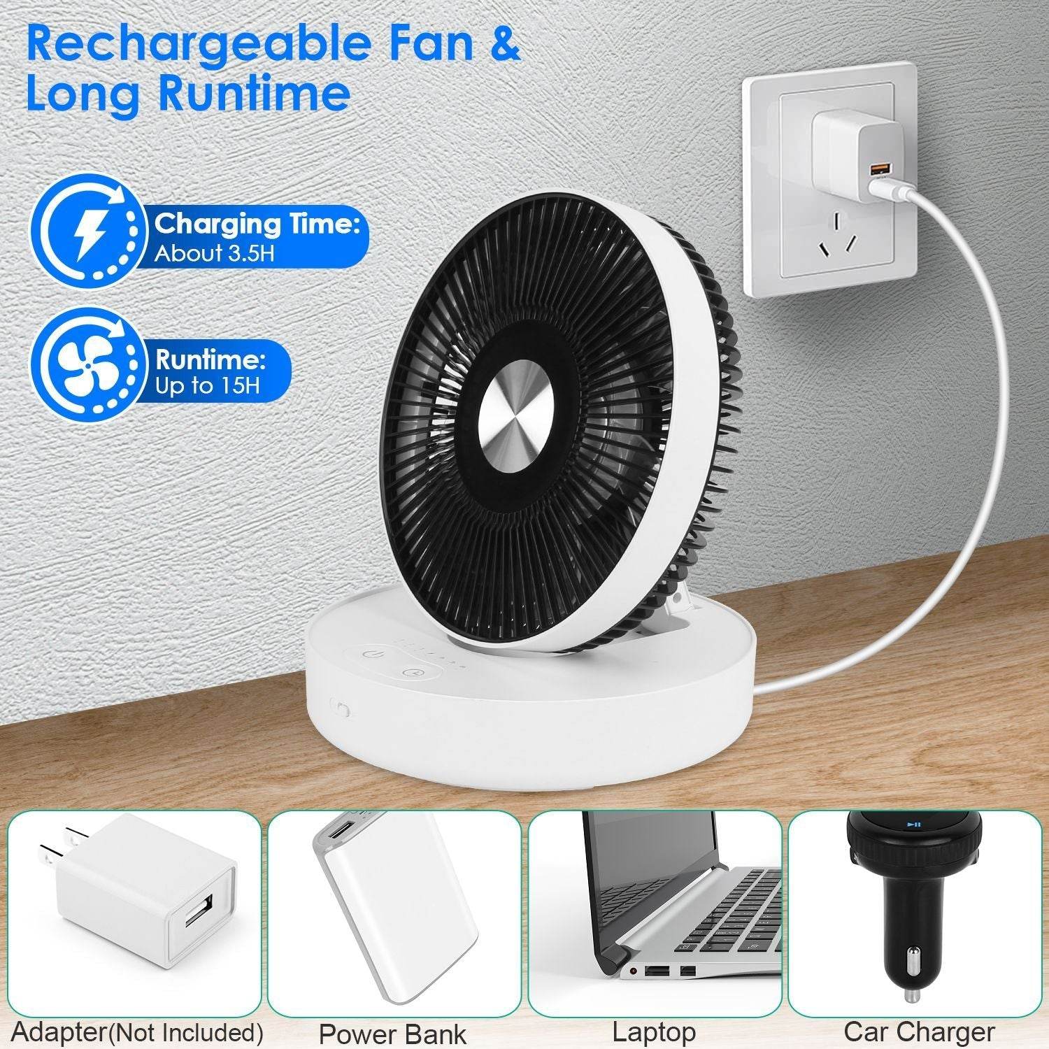 Foldable Rechargeable Portable Remote Control Desk Fan - Velora