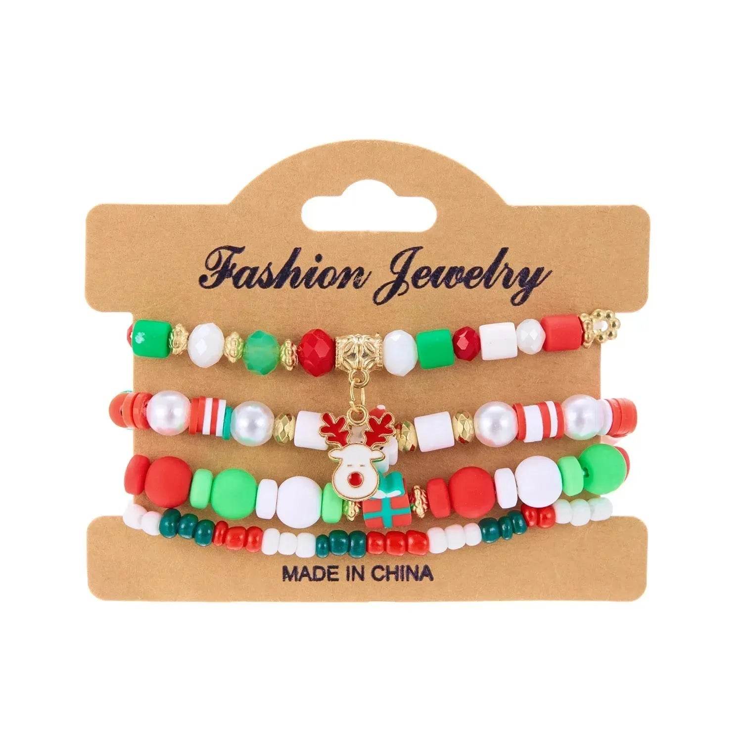4pcs Christmas Snowman Handmade Beaded Bracelet set gift idea - Velora