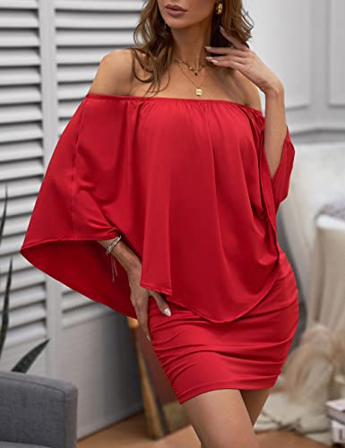ADEWEL Women's Sexy Off Shoulder Multiple Dress Layered Party Cocktail Mini Dresses https://like2b-uy