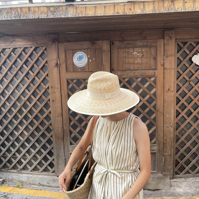 Summer Travel Leisure French Retro Hat Women's Top Wide Brim Straw Sun Hat for women - Velora