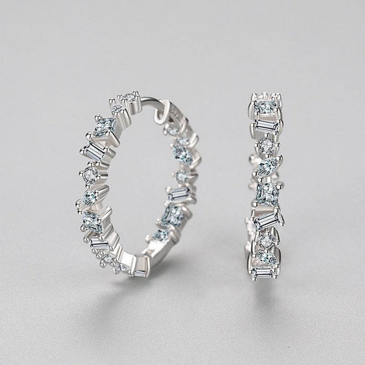 S925 Sterling Silver Irregular Zircon Earrings Women's Light Luxury Luxury - Velora