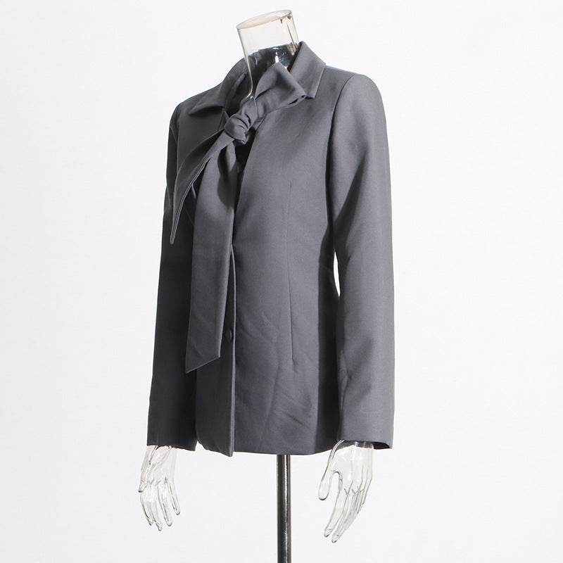 V-neck Lace-up Single-breasted Design Blazer For Women - Velora