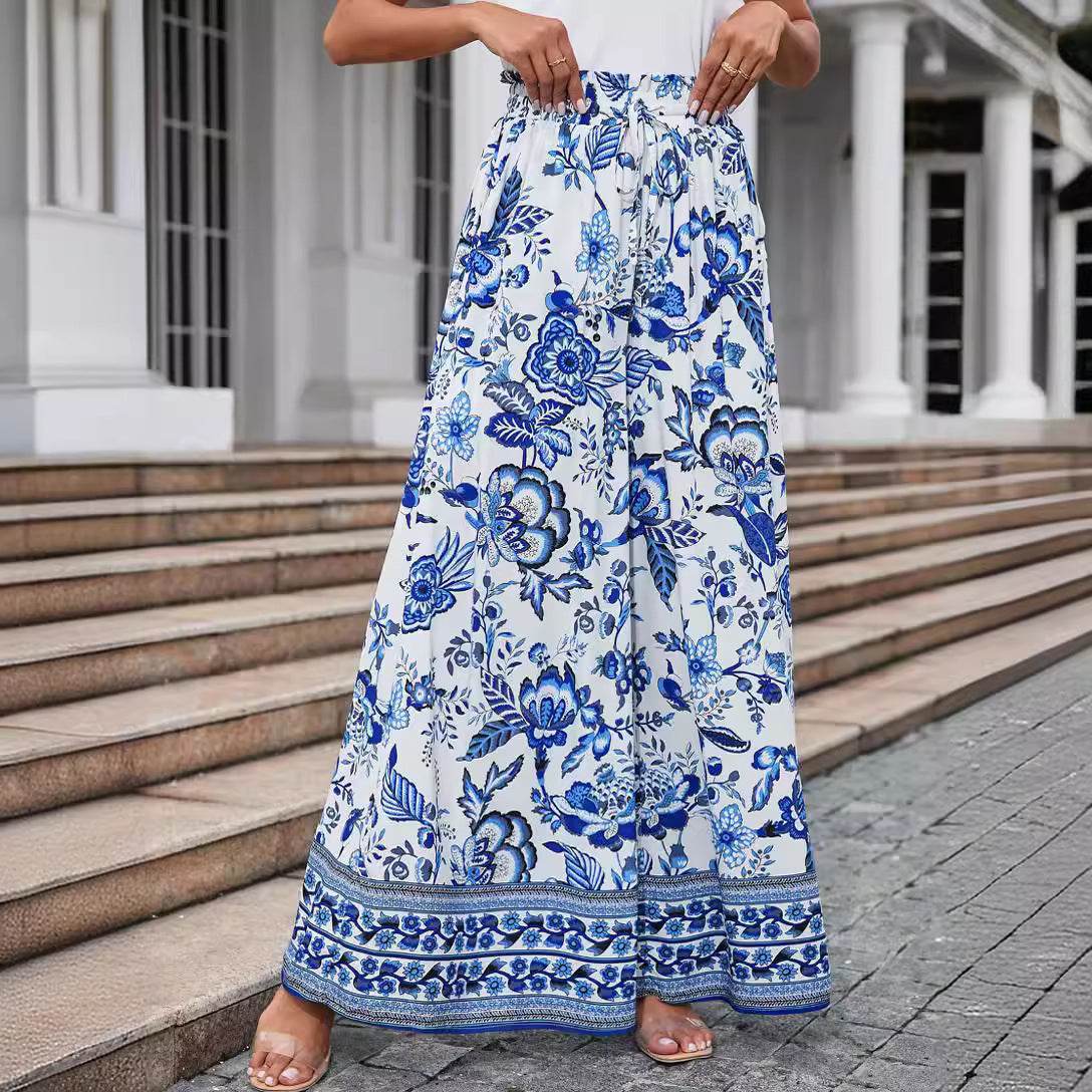 Printed Comfortable Casual High Waist Wide-leg Floral Palazzo Trousers women - Velora