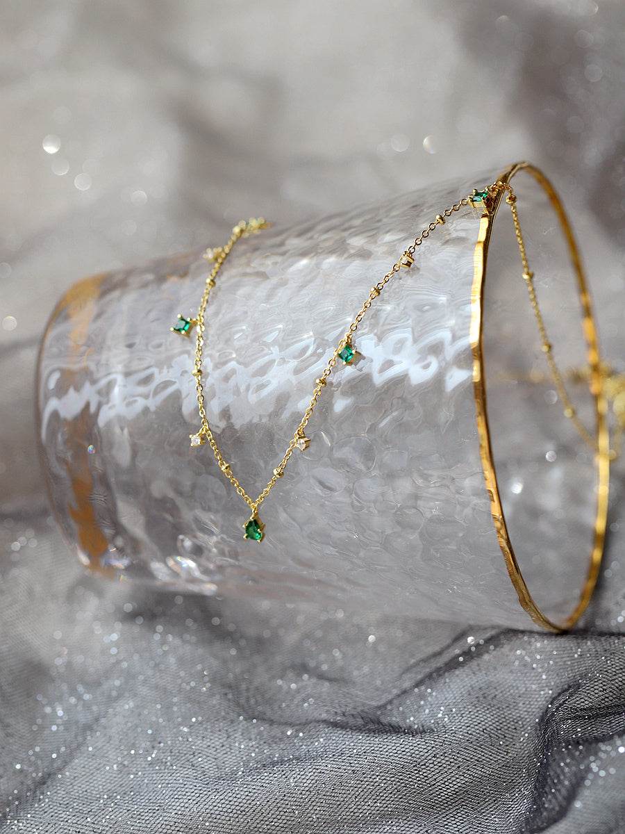 Generous water drop emerald zircon necklace - Velora