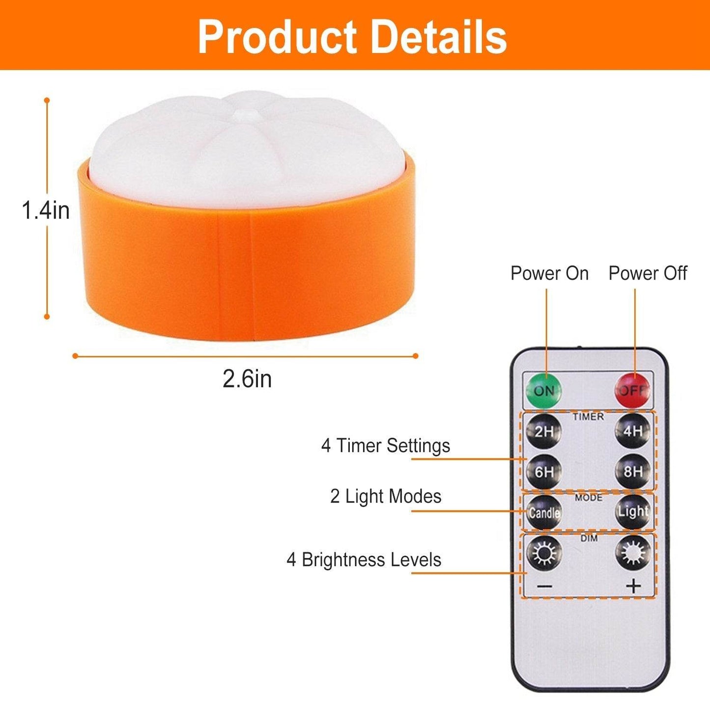 4 Pack Halloween LED Pumpkin Lights Battery Operated Halloween Decoration Lights With 2 Light Modes 4 Timer Setting Remorte Control For Party Pumpkin Decor - Velora