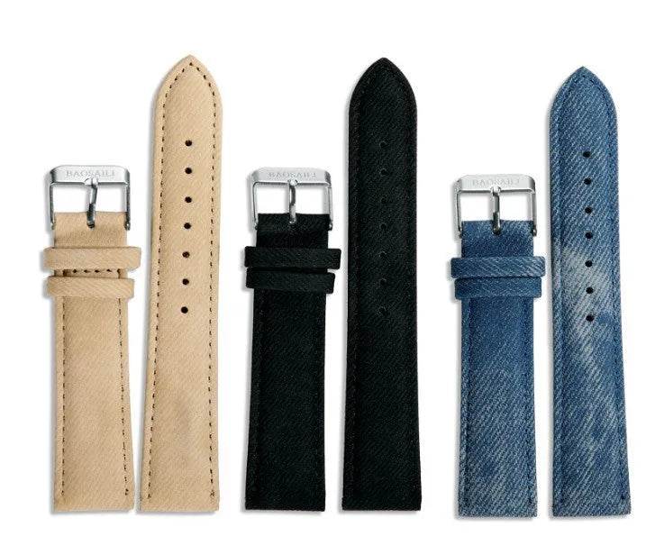 Steed Large Dial Men's Denim Strap Watch - Velora