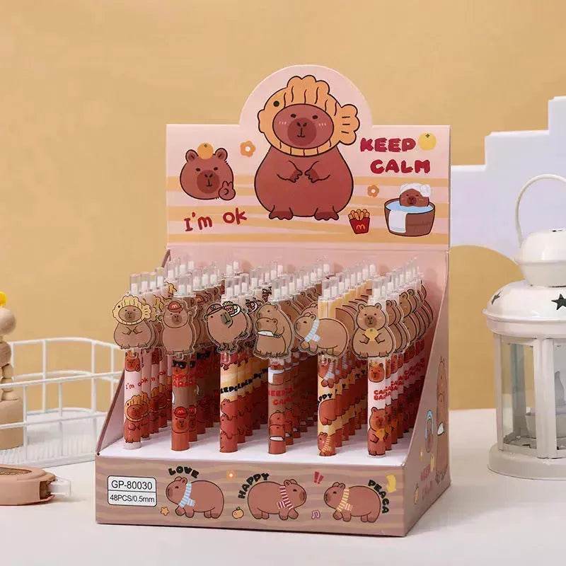 48 Pcs Cartoon Bear Acrylic Paster Pressing Pen School Supplies Gel Pen - Velora