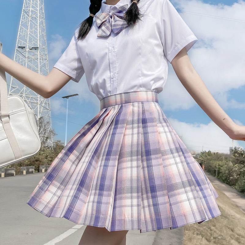 Student Jk Plaid Skirt Preppy Style Mini Pleated Kilt Skirt - Velora