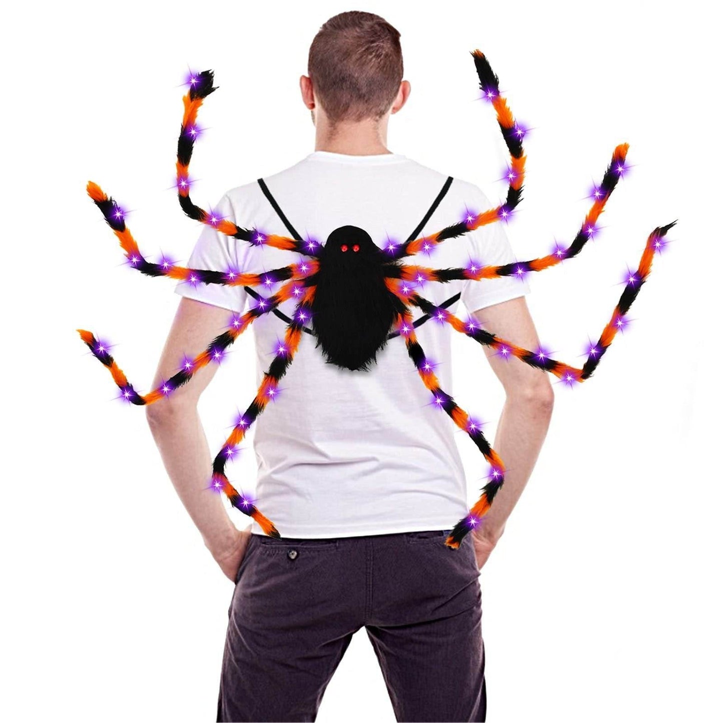 Halloween Spider Backpack Nine LED Modes Plush Sugar Bag - Velora