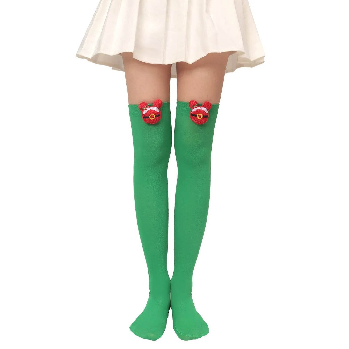 Christmas Plush Doll Knee Socks Bow Stockings - Velora