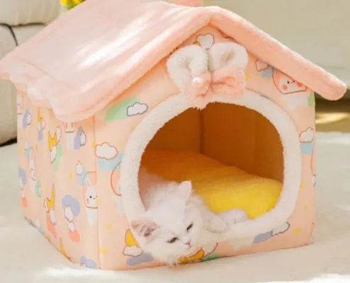 Foldable Dog House Pet Cat Bed Winter Dog Villa Sleep Kennel Removable Nest Warm Enclosed Cave Sofa Pets Supplies - Velora