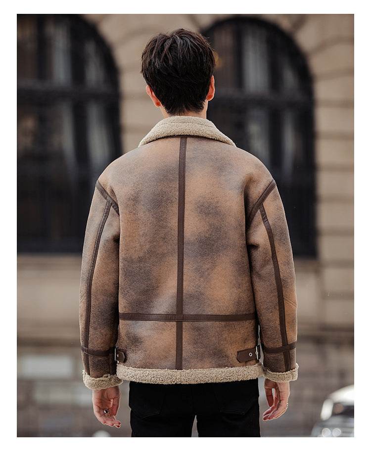 Leather And Fur Casual Coat For Men - Velora