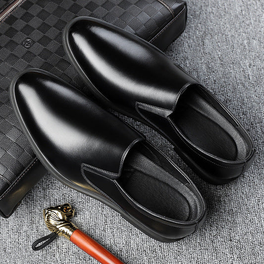 Men's Business Tods Casual Shoes Breathable Low Top Spring And Autumn Black Slip-on Lazy Shoes - Velora