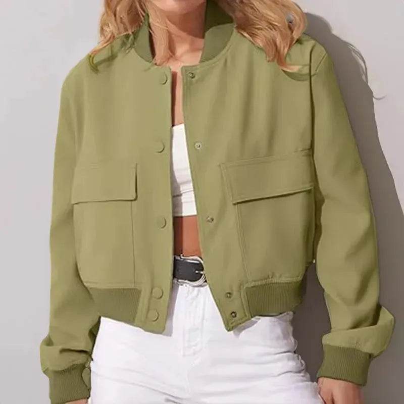 Oversized Fashion Button down Cropped Jacket outwear top for women - Velora