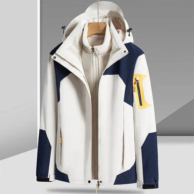 Three-in-one Removable Liner With Velvet Thickening Windproof Waterproof Jacket - Velora