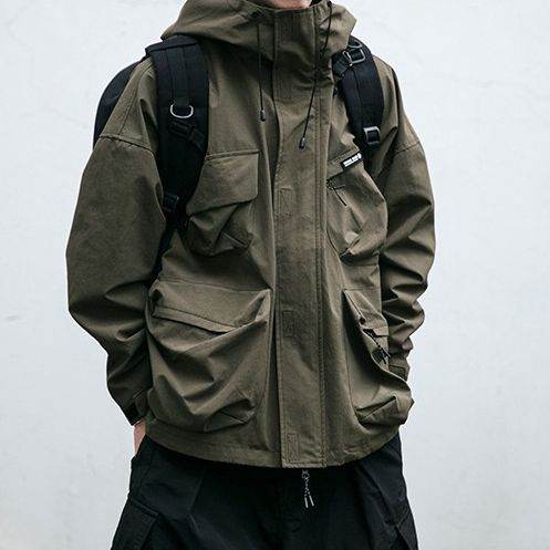 Hooded Jacket Men's Loose Three-dimensional Pocket Functional Windproof Jacket Casual Clothing - Velora
