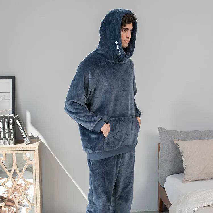 Men's Hooded Warm And Thickened Pajamas Suit - Velora