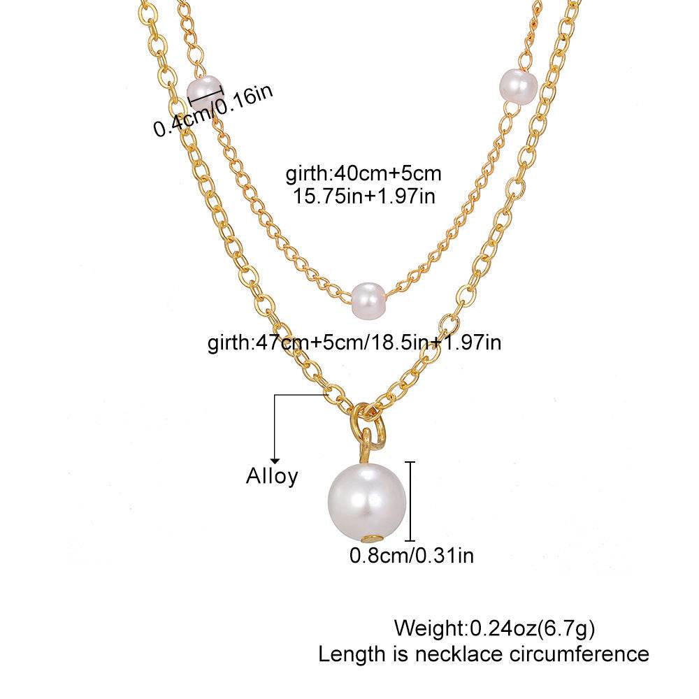 Fashion Jewelry Women's Pearl Tassel Pendant Double-layer Necklace Gold Pearl Necklace For Women - Velora