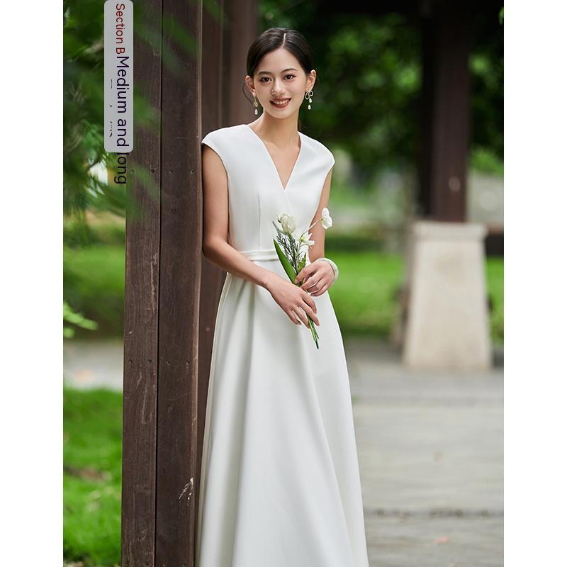 White Bridesmaid Dress Senior Dress Daily Style Formal Dress