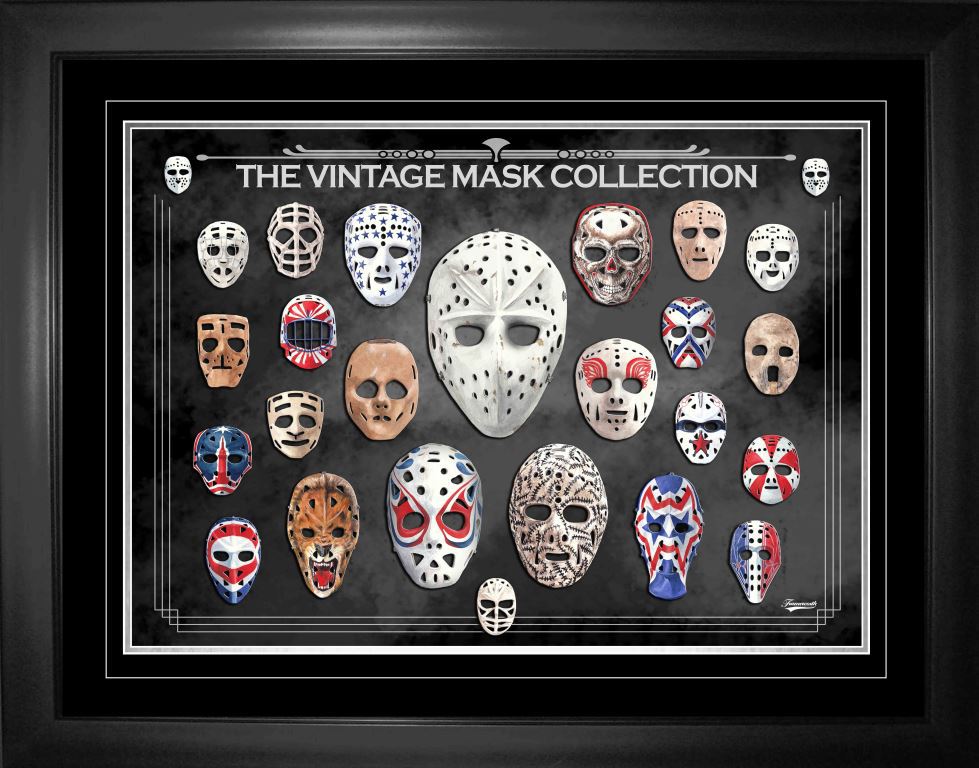 Hockey Goalie Masks Through the Decades Framed Print Frameworth Sports Marketing