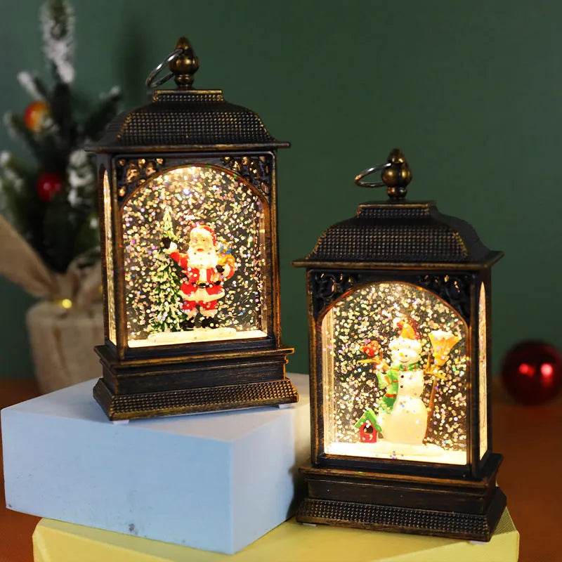 Christmas Decoration Luminous Water Injection Flat Storm Lantern Desktop Decoration - Velora