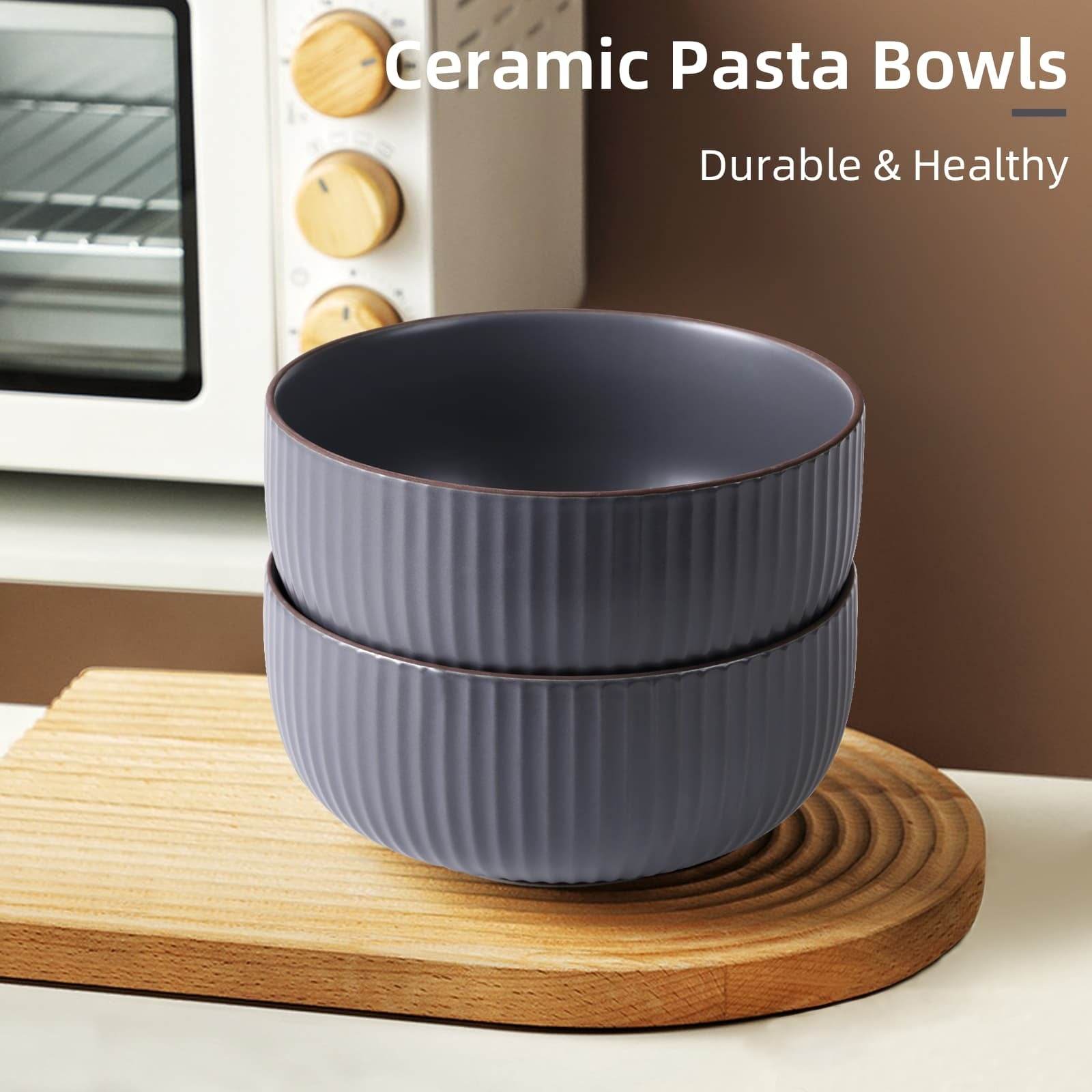 Ceramic Bowls For Kitchen, 46oz Bowl Set Of 4 For Cereal, Salad, Pasta, Soup, Dessert, Serving Dishwasher, Microwave And Oven Safe - Velora