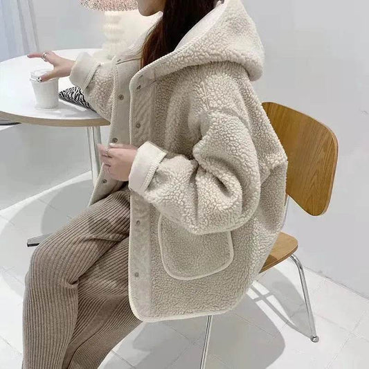Thickened Woolen Hoodie Winter coat Fleece hooded Winter Jacket - Velora