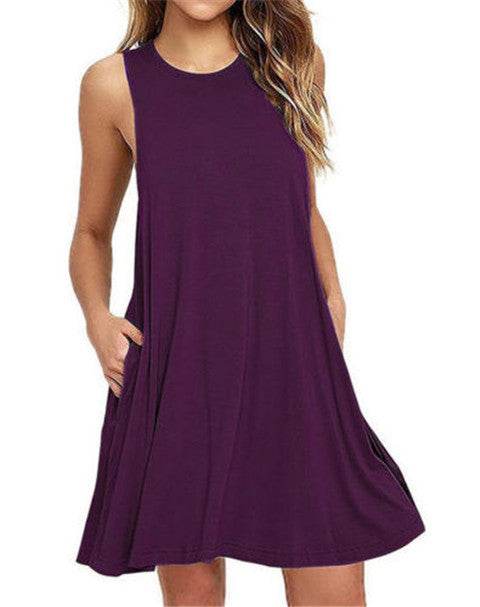 Casual Summer dress Women Pocket Dress Ladies beach mini dress - Velora