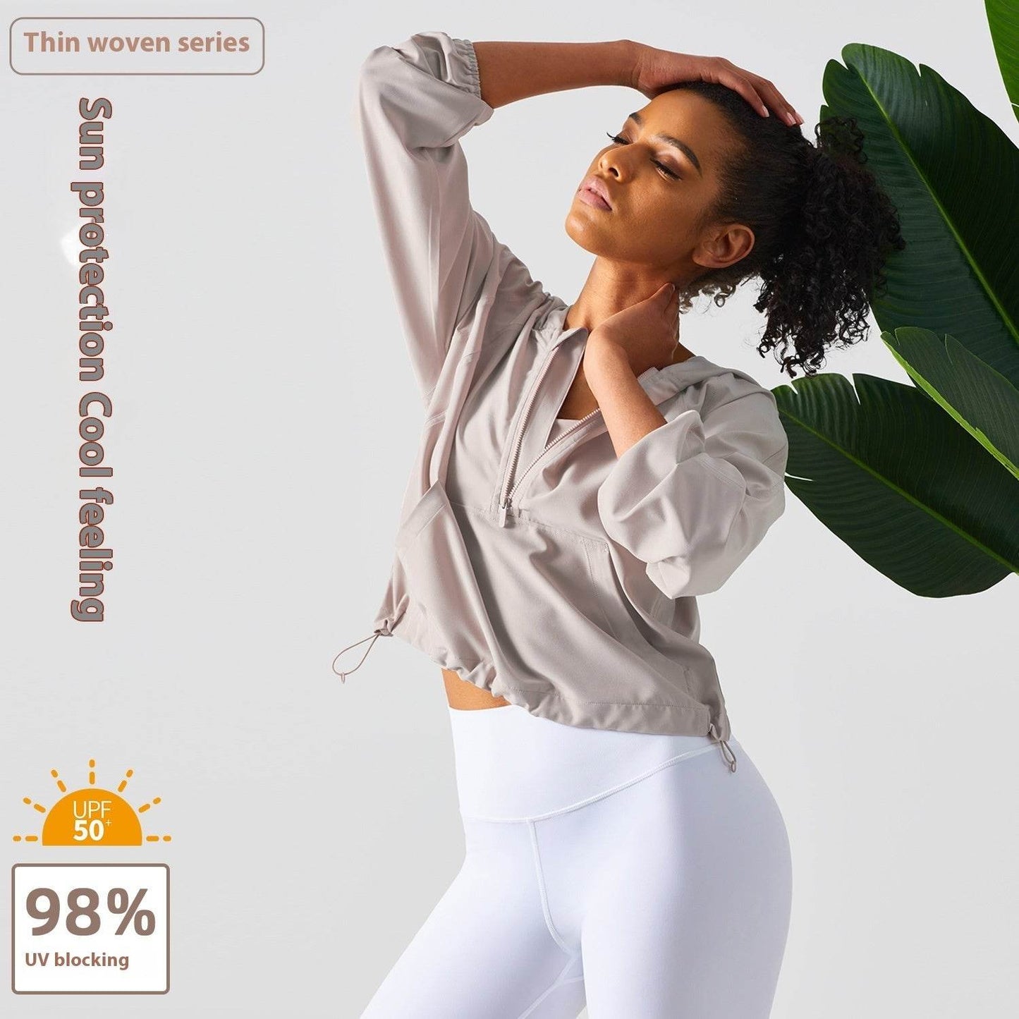 Women's Half Zipper Drawstring Workout Hoodie Athleisure Gym Hoodie - Velora