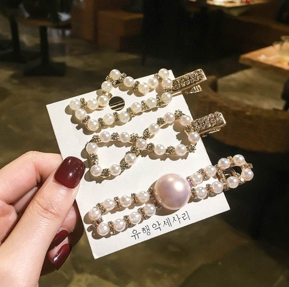 Elegant Pearl Bling Hair Clip - Velora