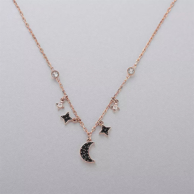 Swarovski Crystal Star and Moon Necklace for Women