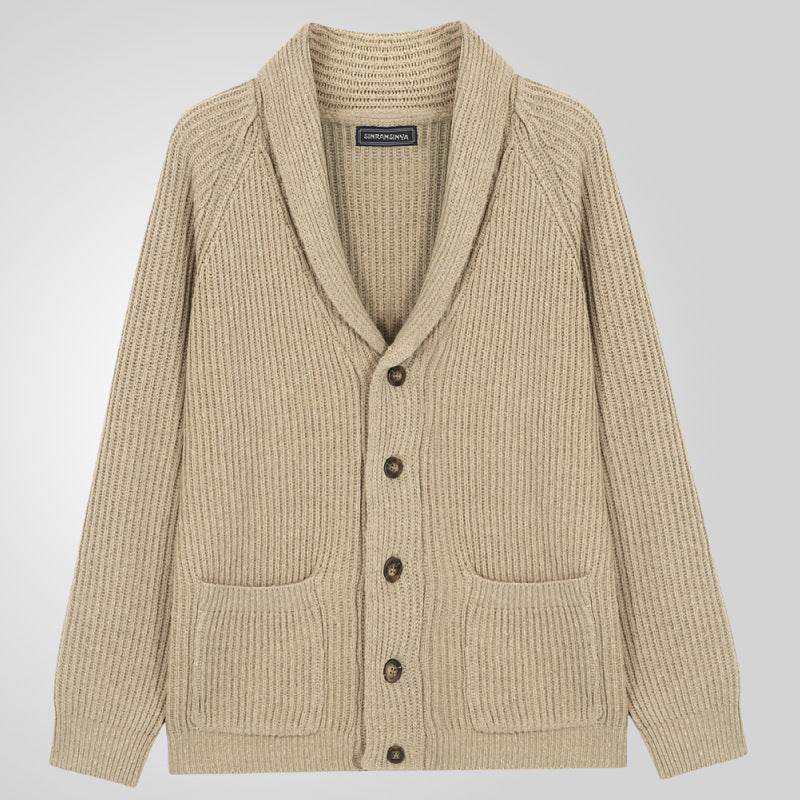 Men's Lapel Knitting Cardigan Fashion Button Sweater With Pockets Outwear Long Sleeve Top Spring Fall - Velora