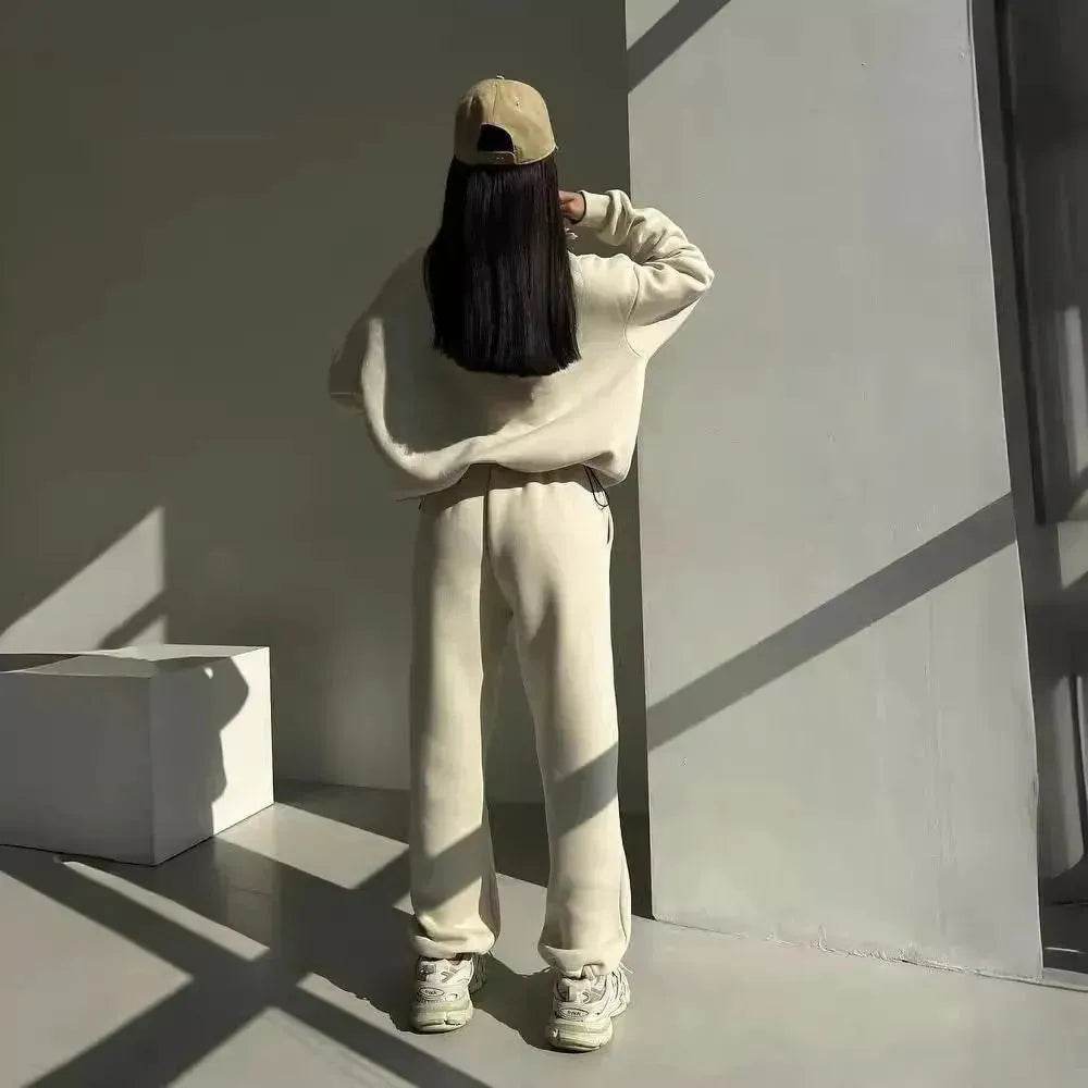 Y2K Winter Jogging Women Two Piece Set Female Zipper Coat Casual Pants Tracksuit Autumn Jacket Fashion Contrast Sport Wear Set - Velora