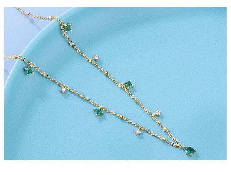 Generous water drop emerald zircon necklace - Velora
