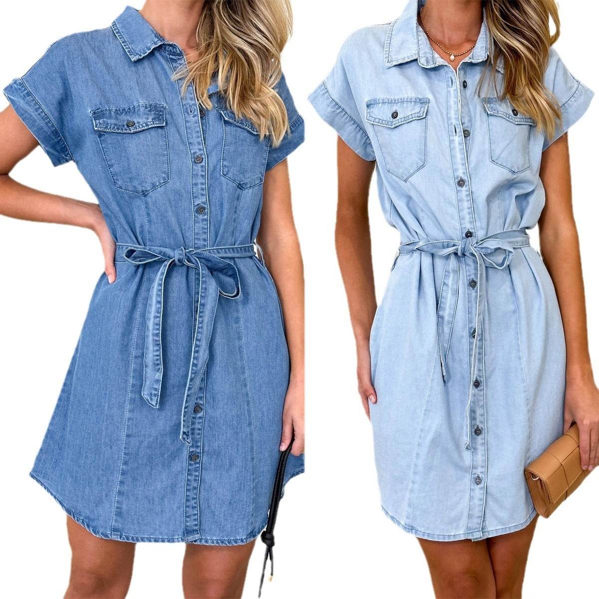 Spring And Summer New Loose Casual Denim Dress Women - Velora