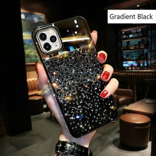 Silicone Gradual Rhinestone iphone case Apple Phone Protective Case - Velora