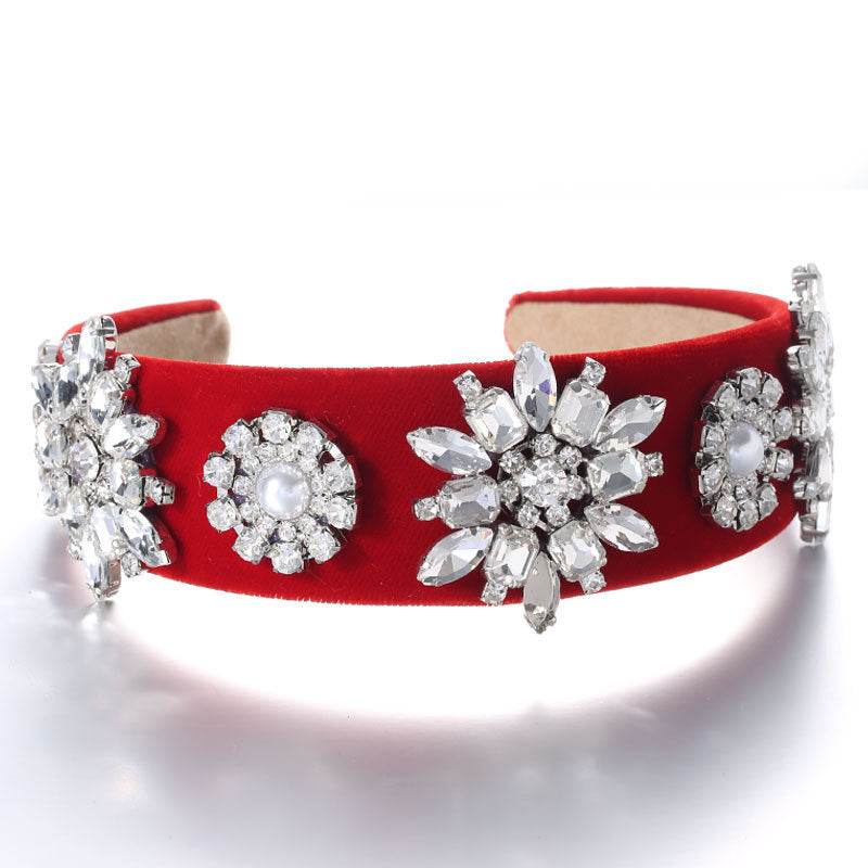 Retro Baroque Pearl Rhinestone Headband - Velora