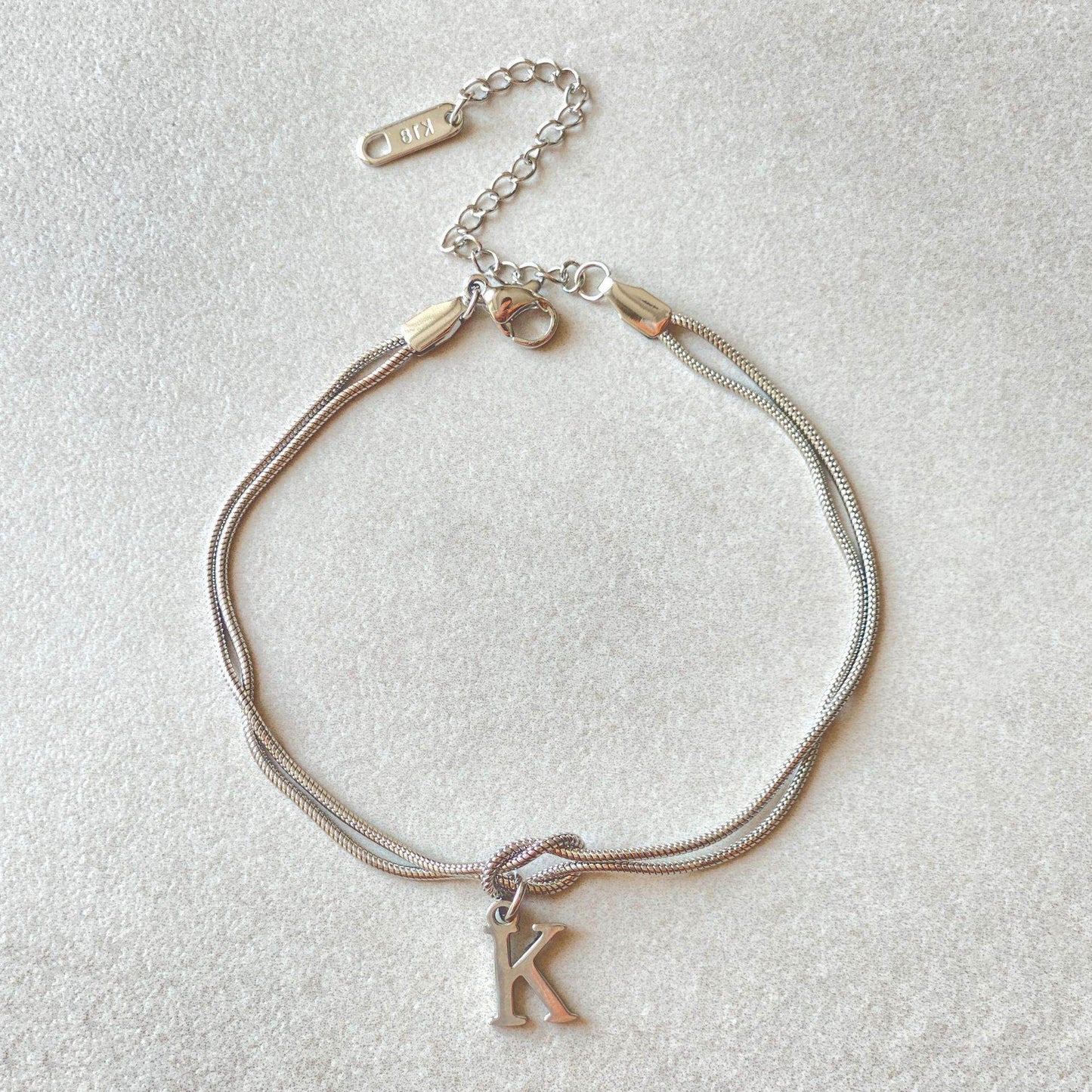 New Letter A-Z Love Knot Bracelets For Women Couple Gold Color Dainty Snake Chain Charm Bracelet Stainless Steel Jewelry Gift Valentine's Day Gifts - Velora