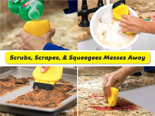 3-in-1 Sponge Hero Kitchen Scrub, Scrapes and Squeegees - Velora