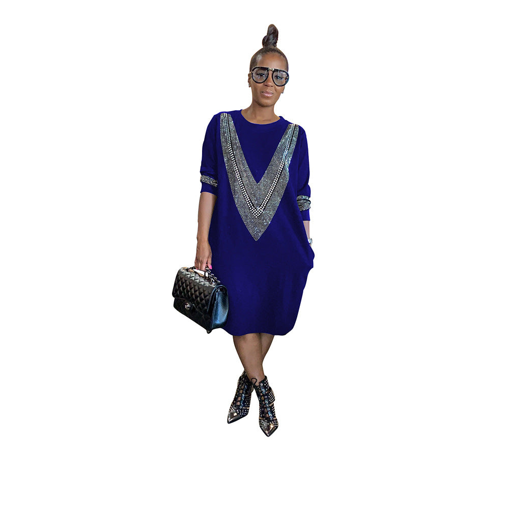 Autumn Chic Women's V-Neck Dress