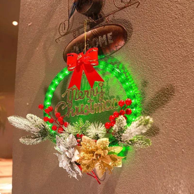 Christmas Luminous LED Light Garland Door Hanging wreaths Decorations - Velora