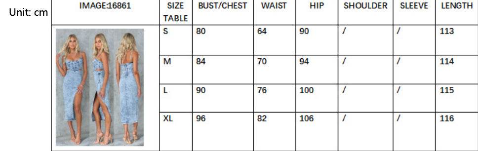 Women's Fashion Personalized Sleeveless Sling Denim Split Midi fitted Dress - Velora