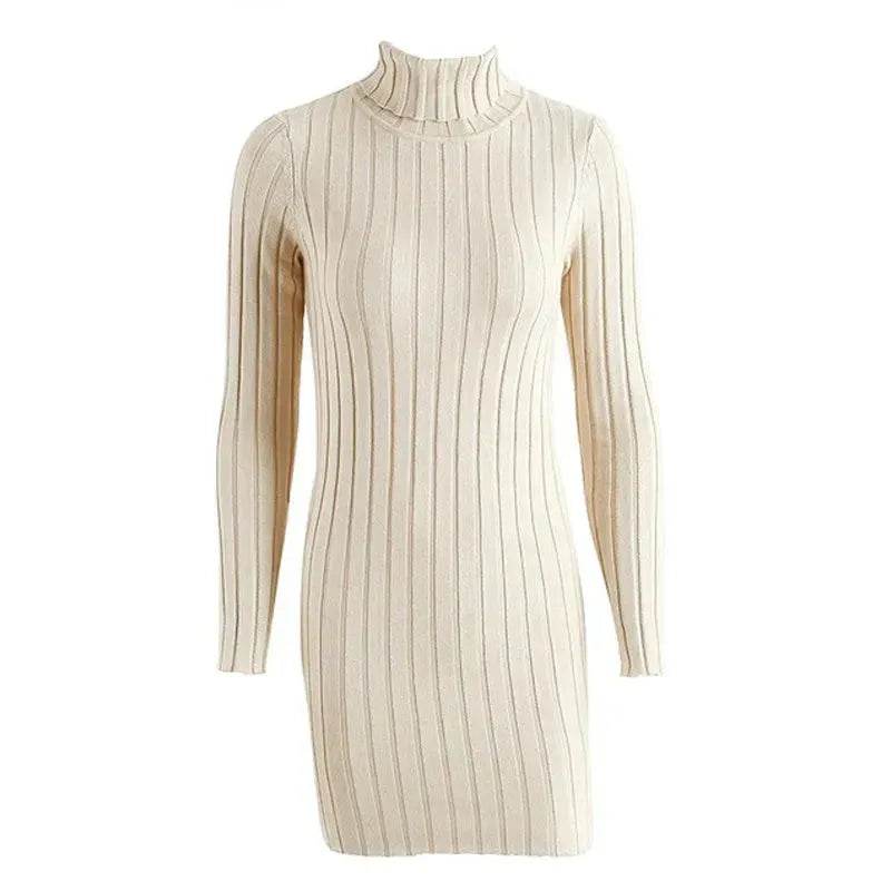 Knitted Mini Slim fit Wool Turtleneck Bodycon Sweater dress - Velora