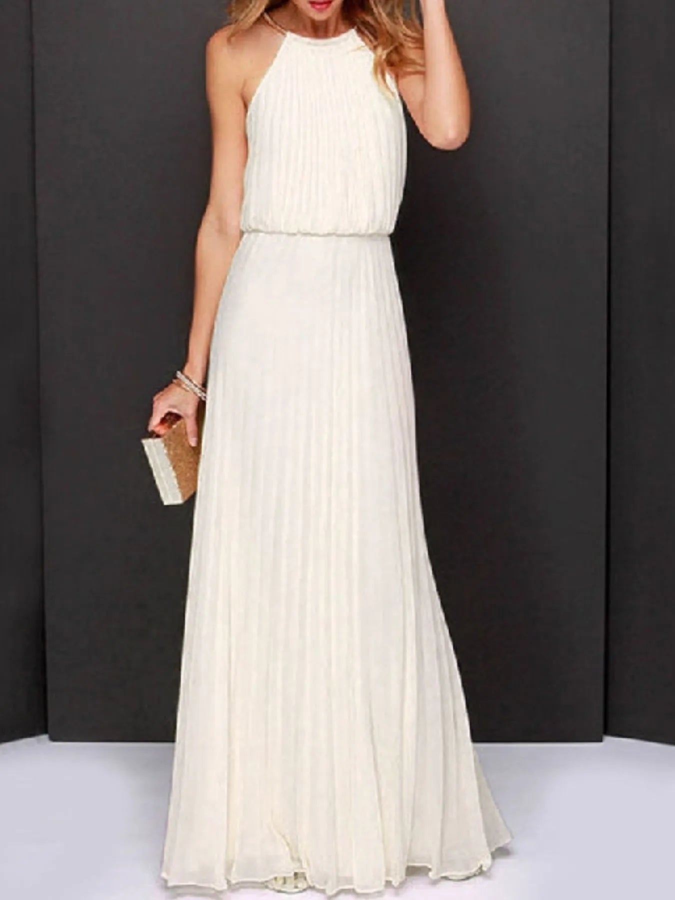 Pleated Sleeveless Maxi Tank Dress - Velora
