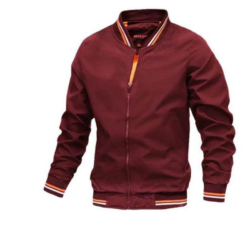 Men's Striped Zip-up Jacket With Pockets Fashion Casual Outerwear Sports Baseball Clothing Spring And Fall - Velora