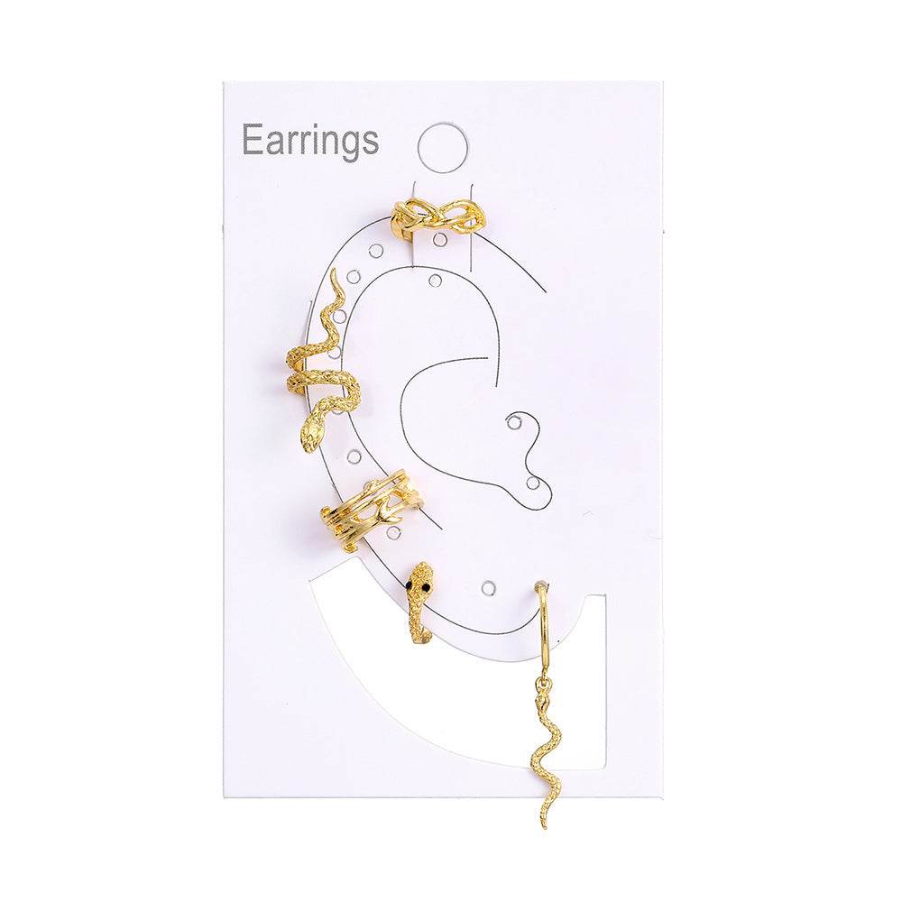 Punk Gold Plated Animal Snake Clip Earrings Ear Clip Without Piercing For Women Fake Piercing Ear Cuffs Trendy Jewelry - Velora