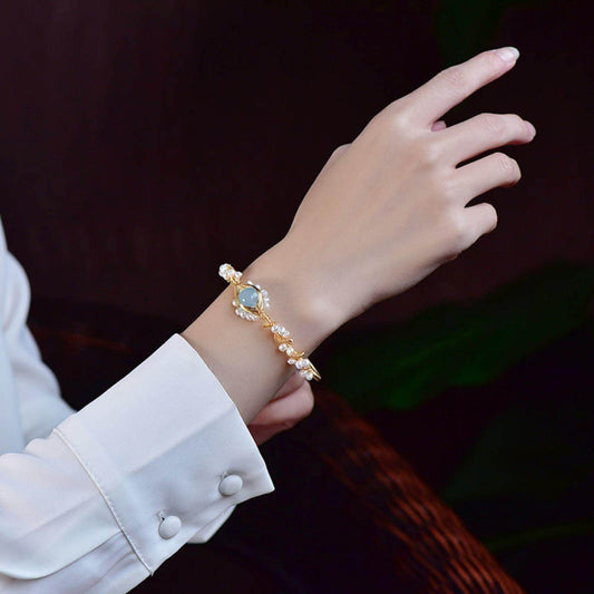 Pearl Bracelets For Women Gold Plating Pearl Bracelet Gold Wire Braided Vintage Style Bracelets Cuff Bracelets Fashion Bracelet - Velora