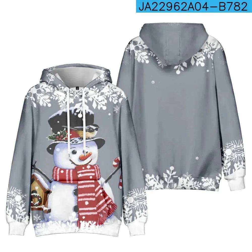 Christmas Snowman Personalized Printed Hoodie Sweatshirts - Velora
