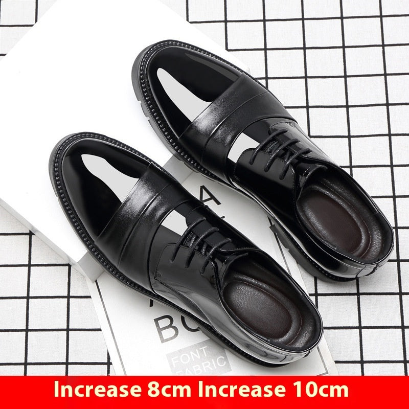 Height Increasing Insole 10cm Men's Business Formal Wear Paint Bright Leather 8cm Platform Height Increasing Shoes