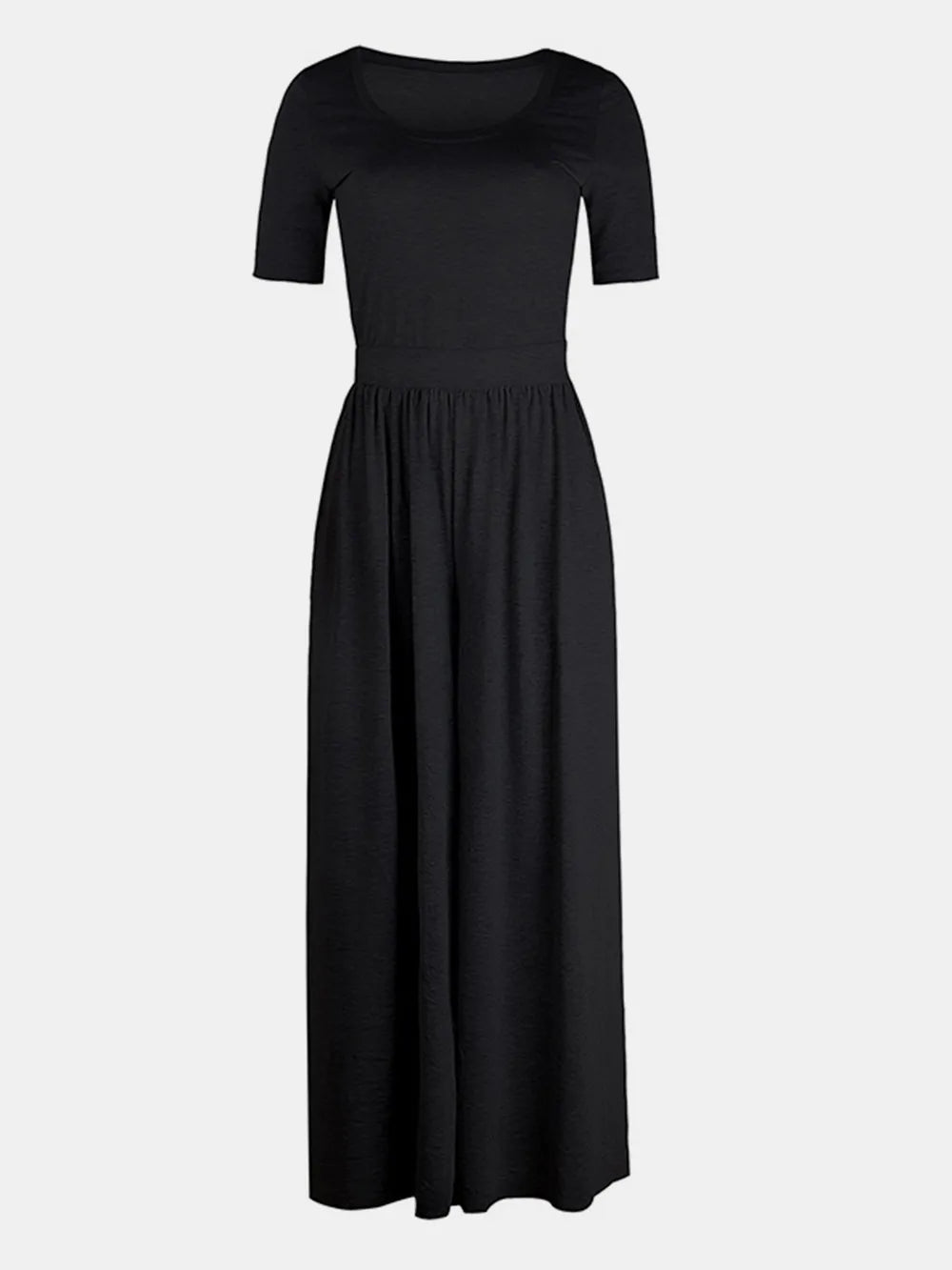Scoop Neck Short Sleeve Jumpsuit - Velora